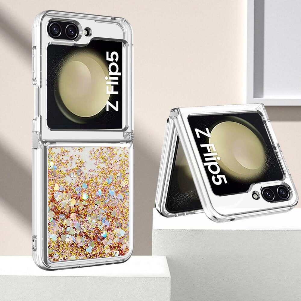 Glitter Powder TPU Deksel Samsung Galaxy Z Flip 5 gull