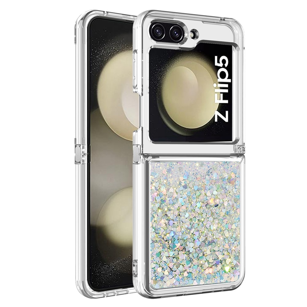 Glitter Powder TPU Deksel Samsung Galaxy Z Flip 5 sølv