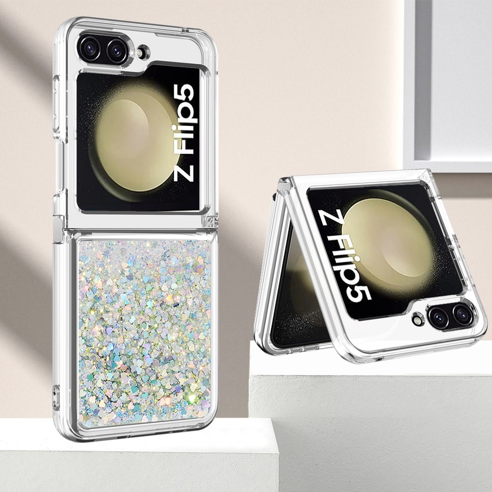 Glitter Powder TPU Deksel Samsung Galaxy Z Flip 5 sølv