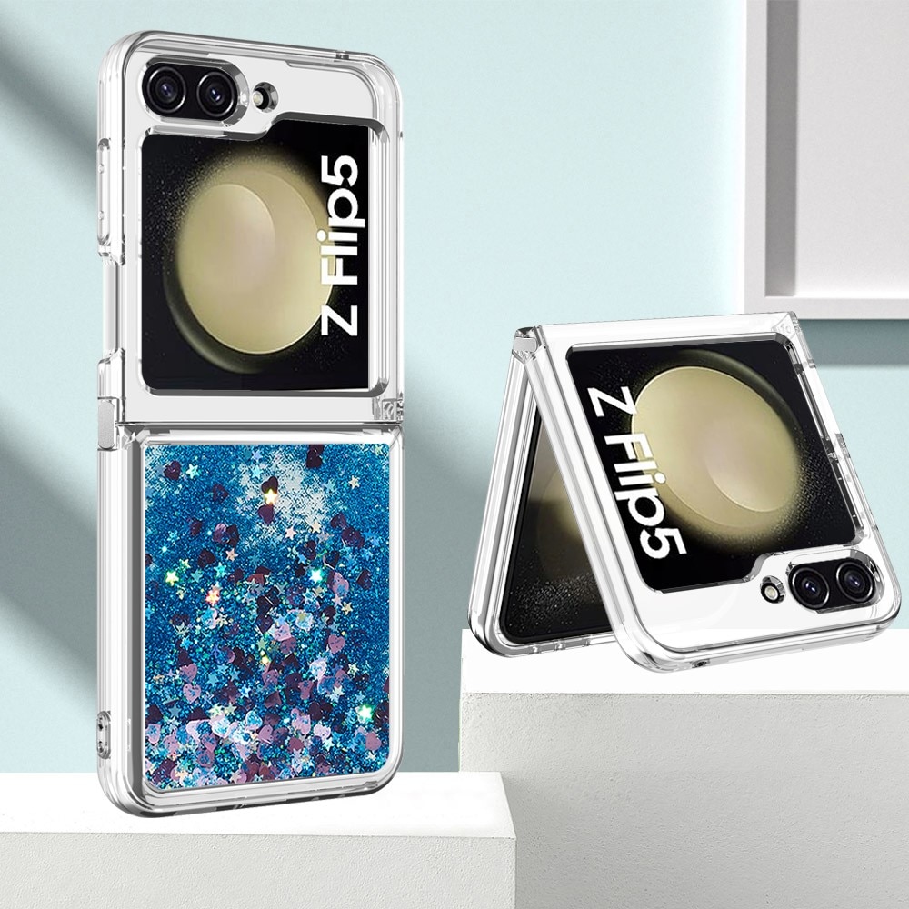Glitter Powder TPU Deksel Samsung Galaxy Z Flip 5 blå