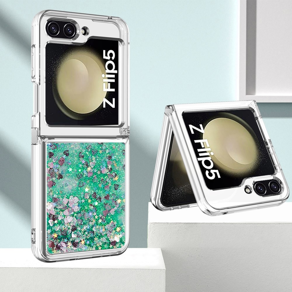 Glitter Powder TPU Deksel Samsung Galaxy Z Flip 5 grønn