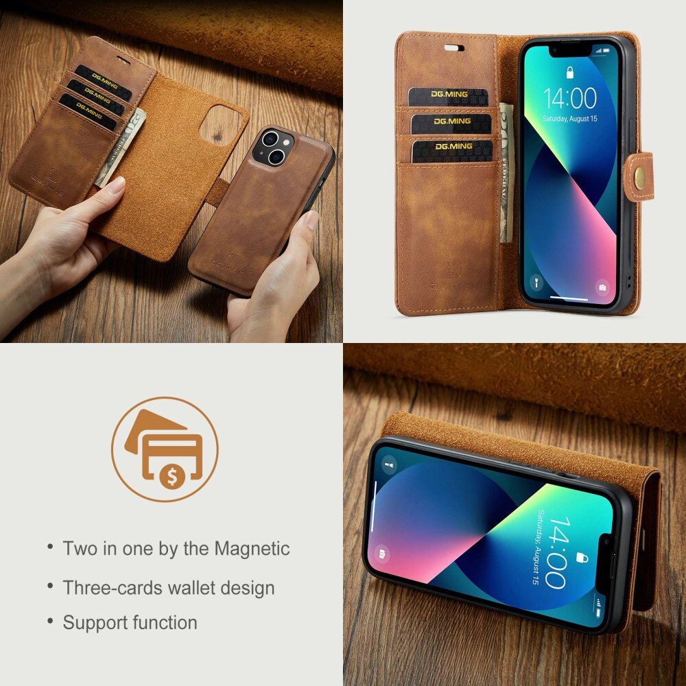 Magnet Wallet iPhone 15 Cognac