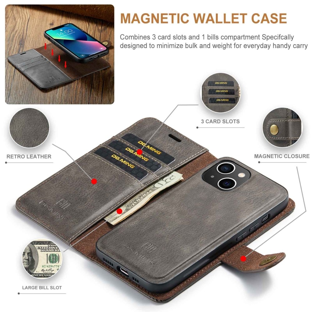 Magnet Wallet iPhone 15 Plus Brown