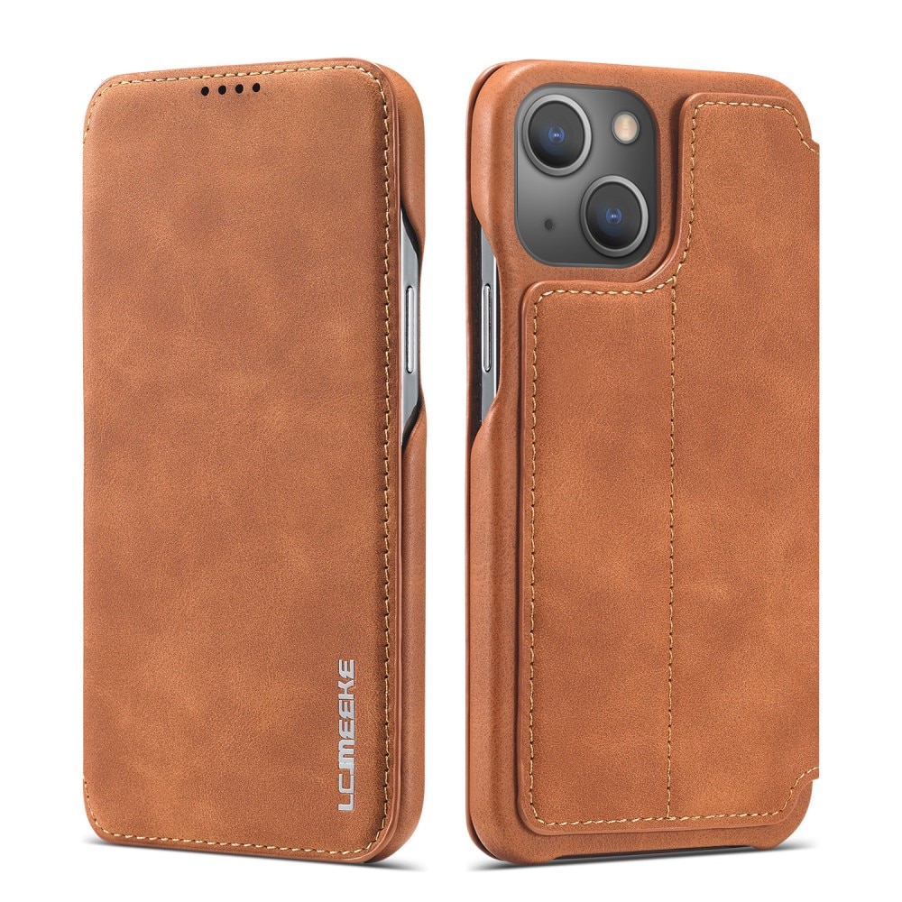 Slim Lommebokdeksel iPhone 15 cognac