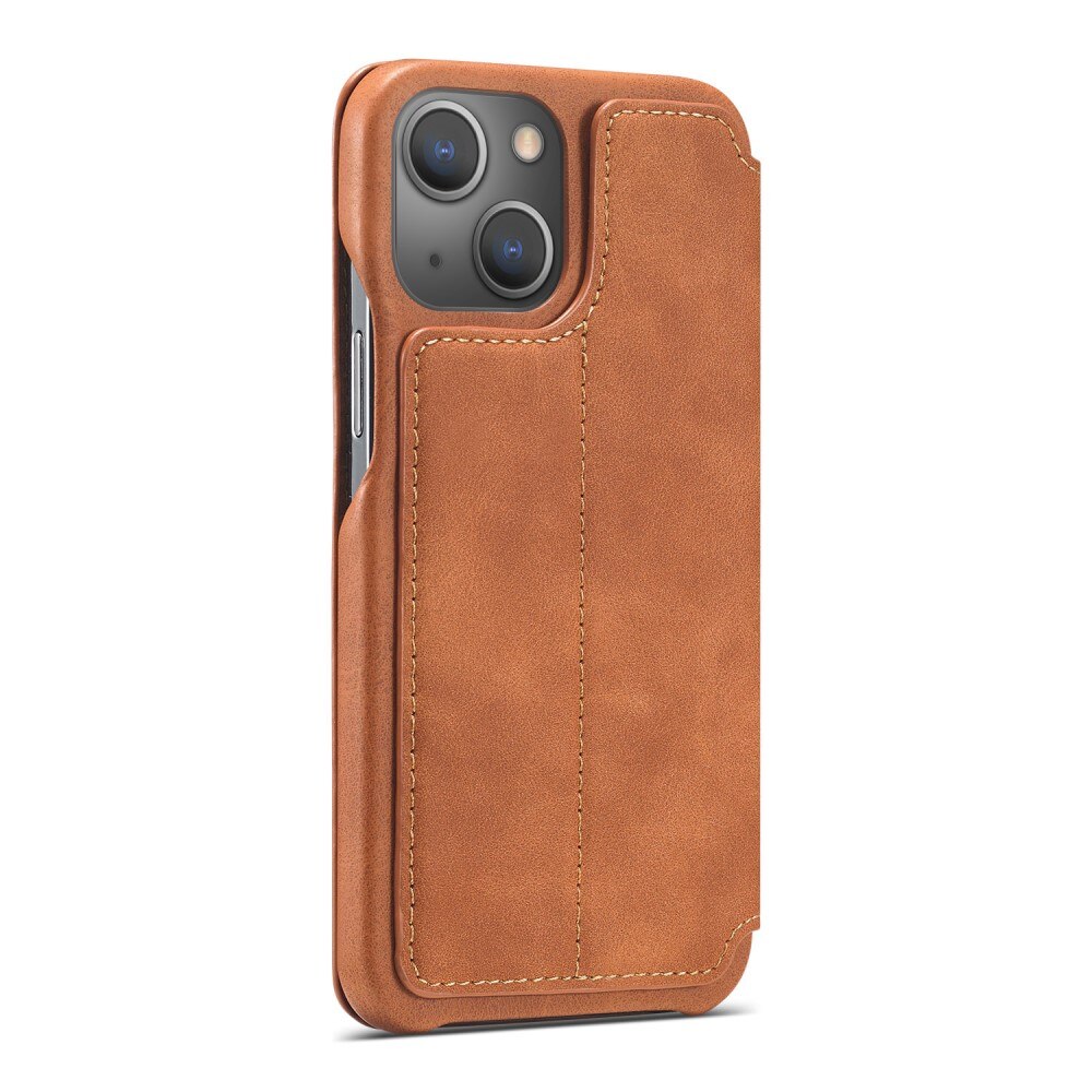 Slim Lommebokdeksel iPhone 15 Plus cognac