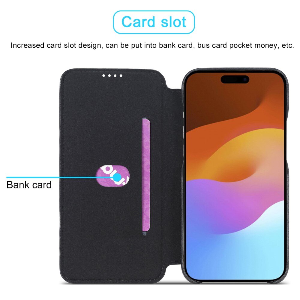 Slim Lommebokdeksel iPhone 15 Plus svart