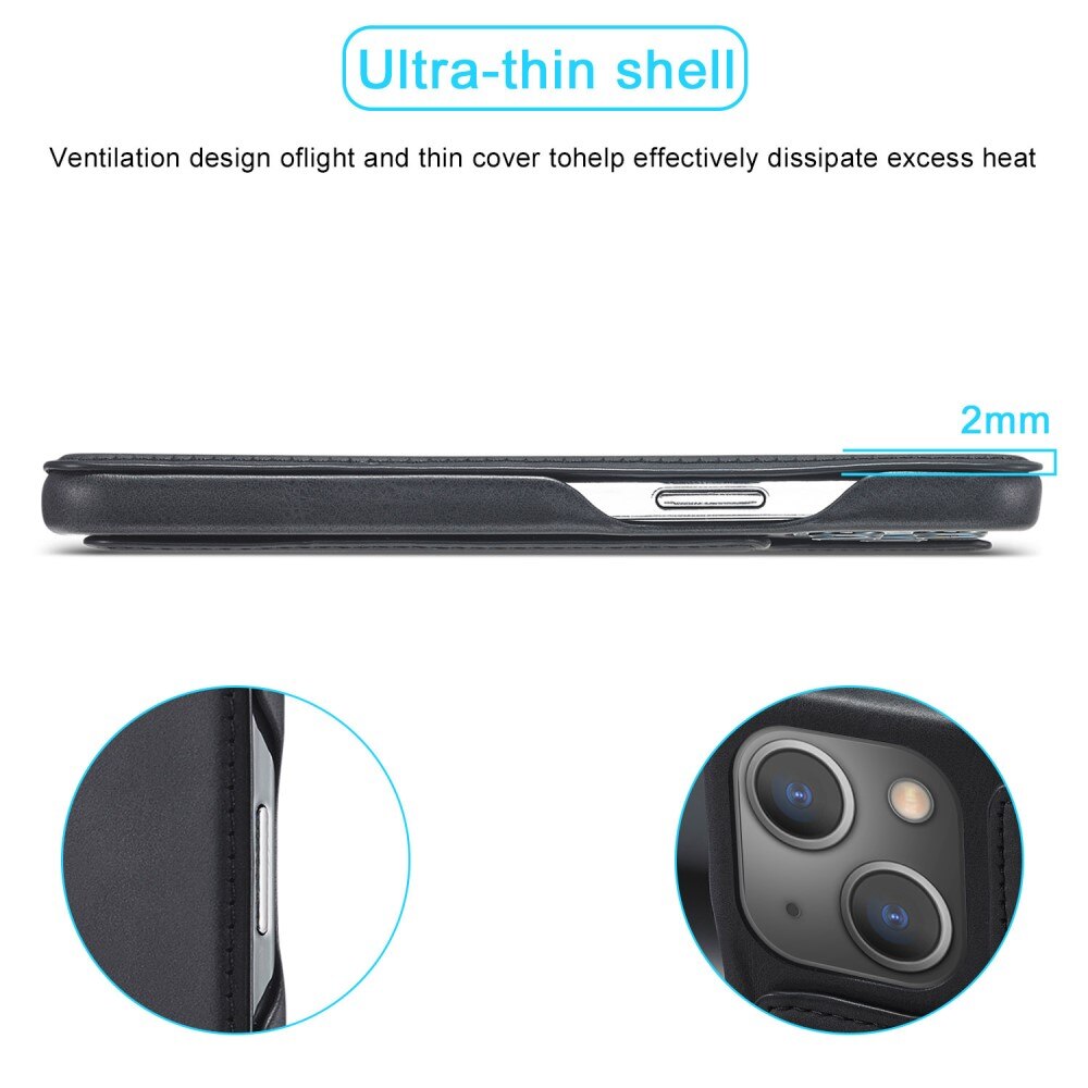 Slim Lommebokdeksel iPhone 15 Plus svart