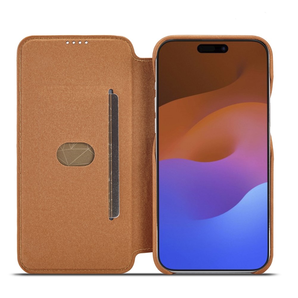 Slim Lommebokdeksel iPhone 15 Pro Max cognac