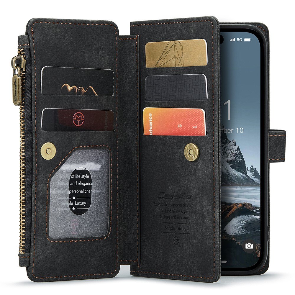 Zipper Wallet iPhone 15 Pro Max Svart
