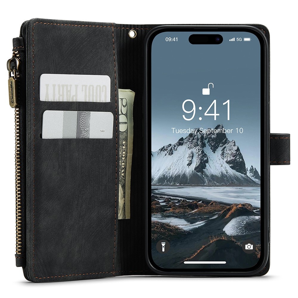Zipper Wallet iPhone 15 Pro Max Svart