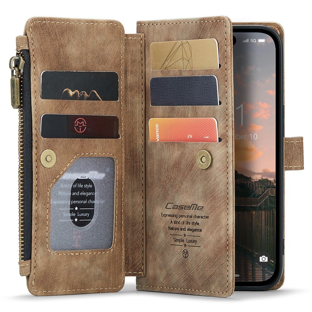 Zipper Wallet iPhone 15 Pro Max brun