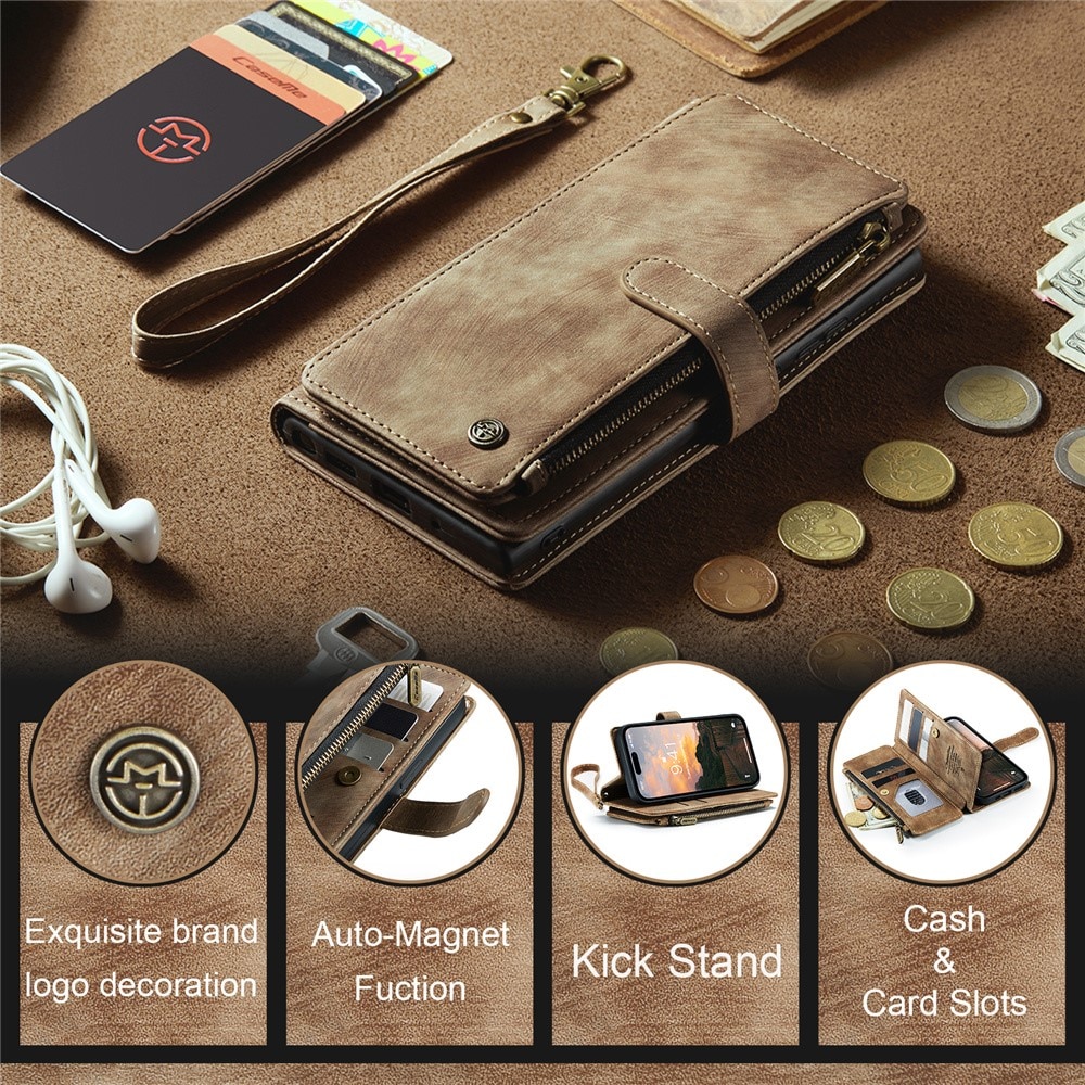 Zipper Wallet iPhone 15 Pro Max brun