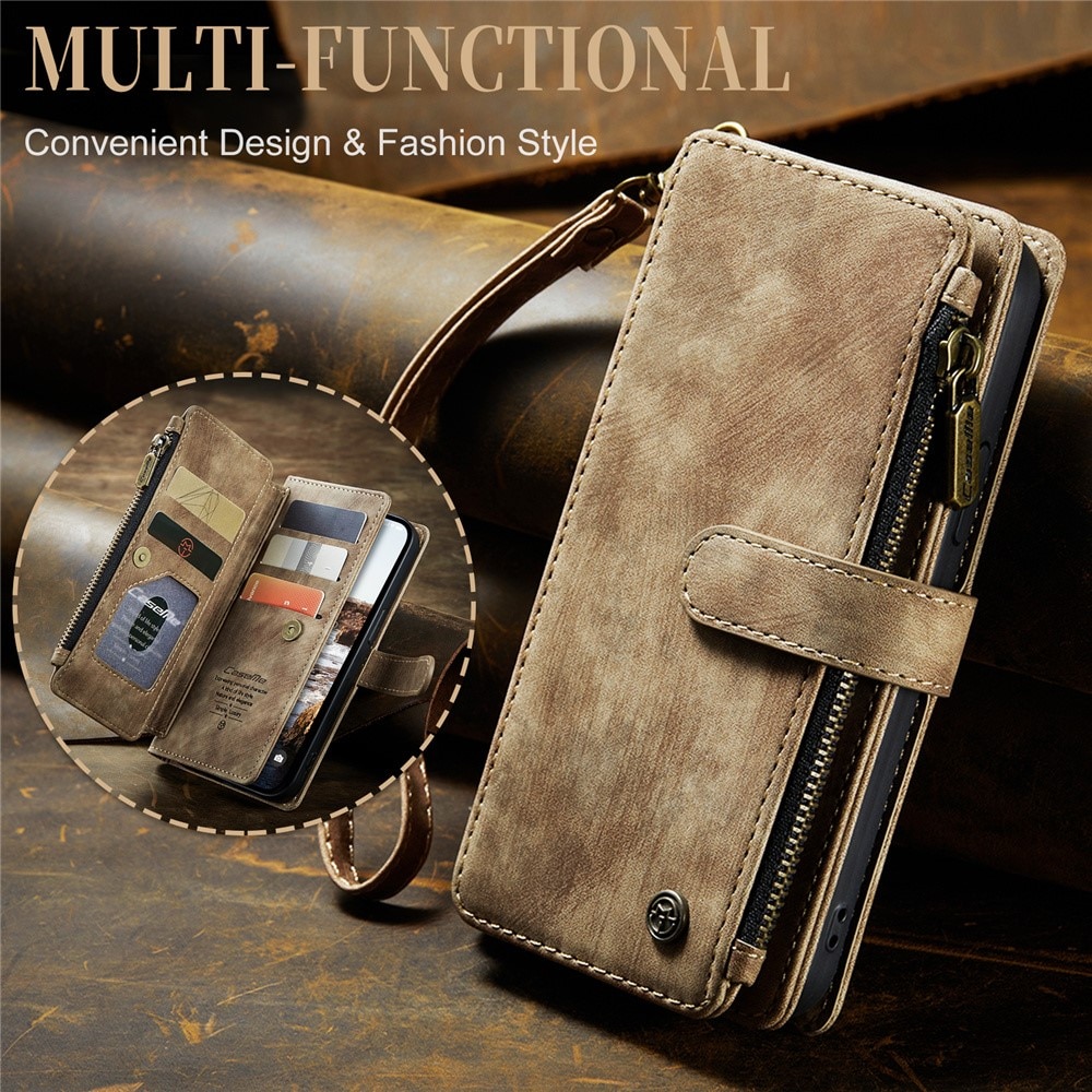 Zipper Wallet Apple iPhone 15 Plus Brun