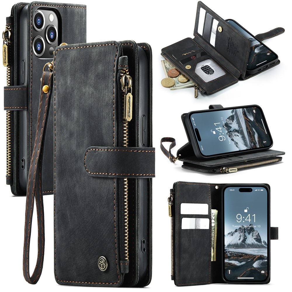 Zipper Wallet iPhone 15 Pro svart