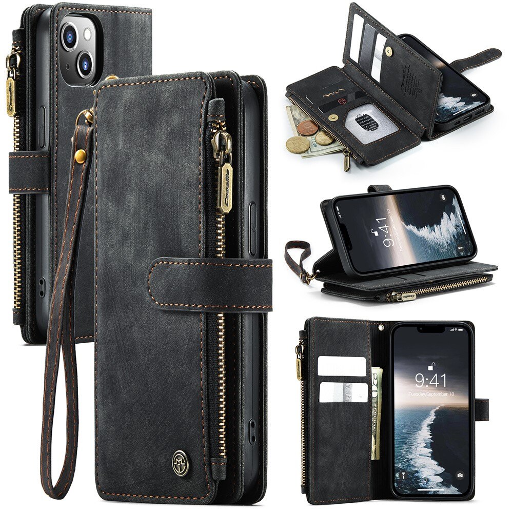 Zipper Wallet iPhone 15 Svart