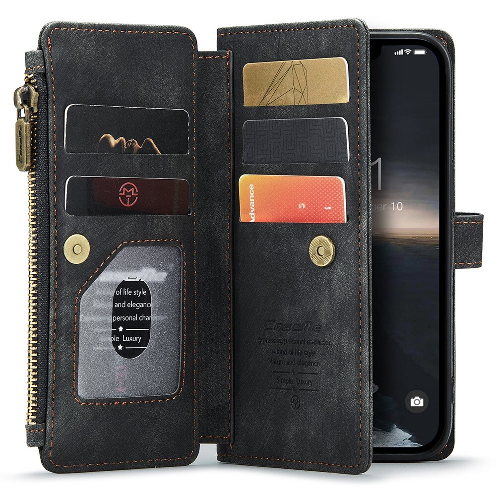 Zipper Wallet iPhone 15 Svart