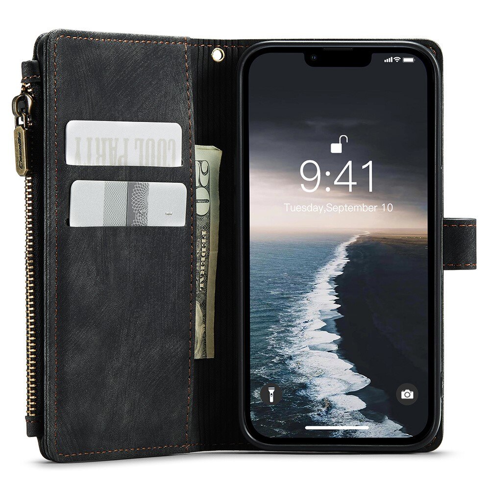 Zipper Wallet iPhone 15 Svart