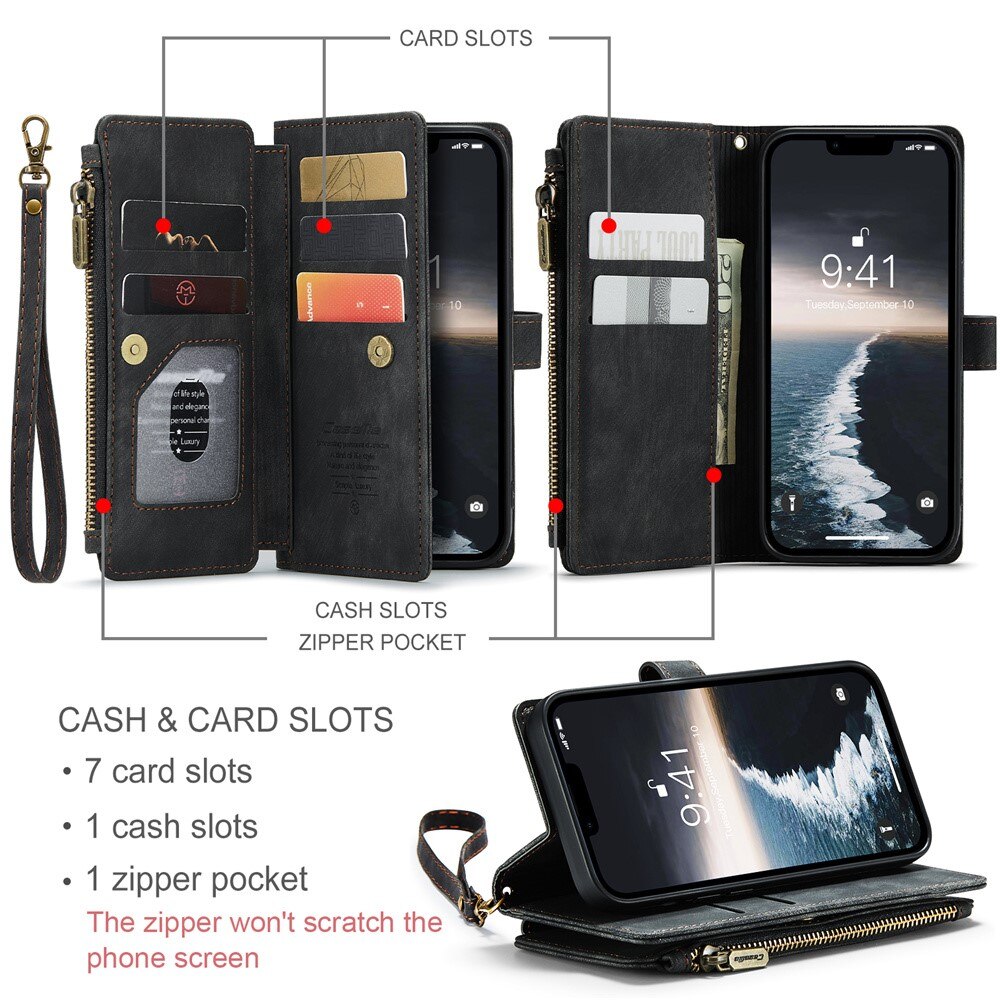 Zipper Wallet iPhone 15 Svart