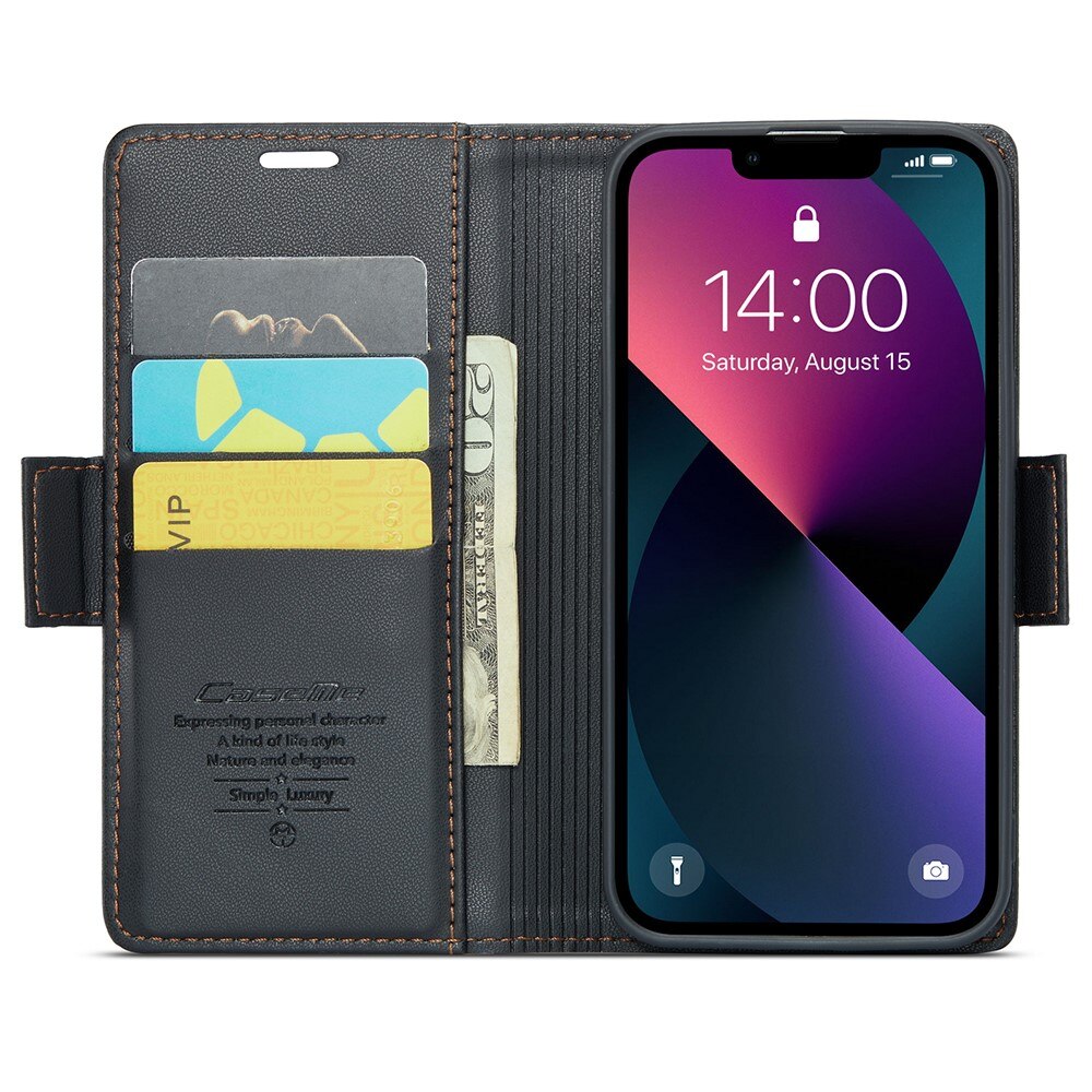 RFID blocking Slim Lommebokveske iPhone 15 Svart