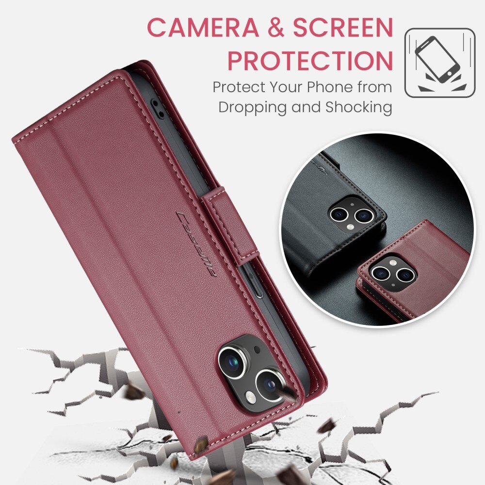 RFID blocking Slim Lommebokveske iPhone 15 Rød