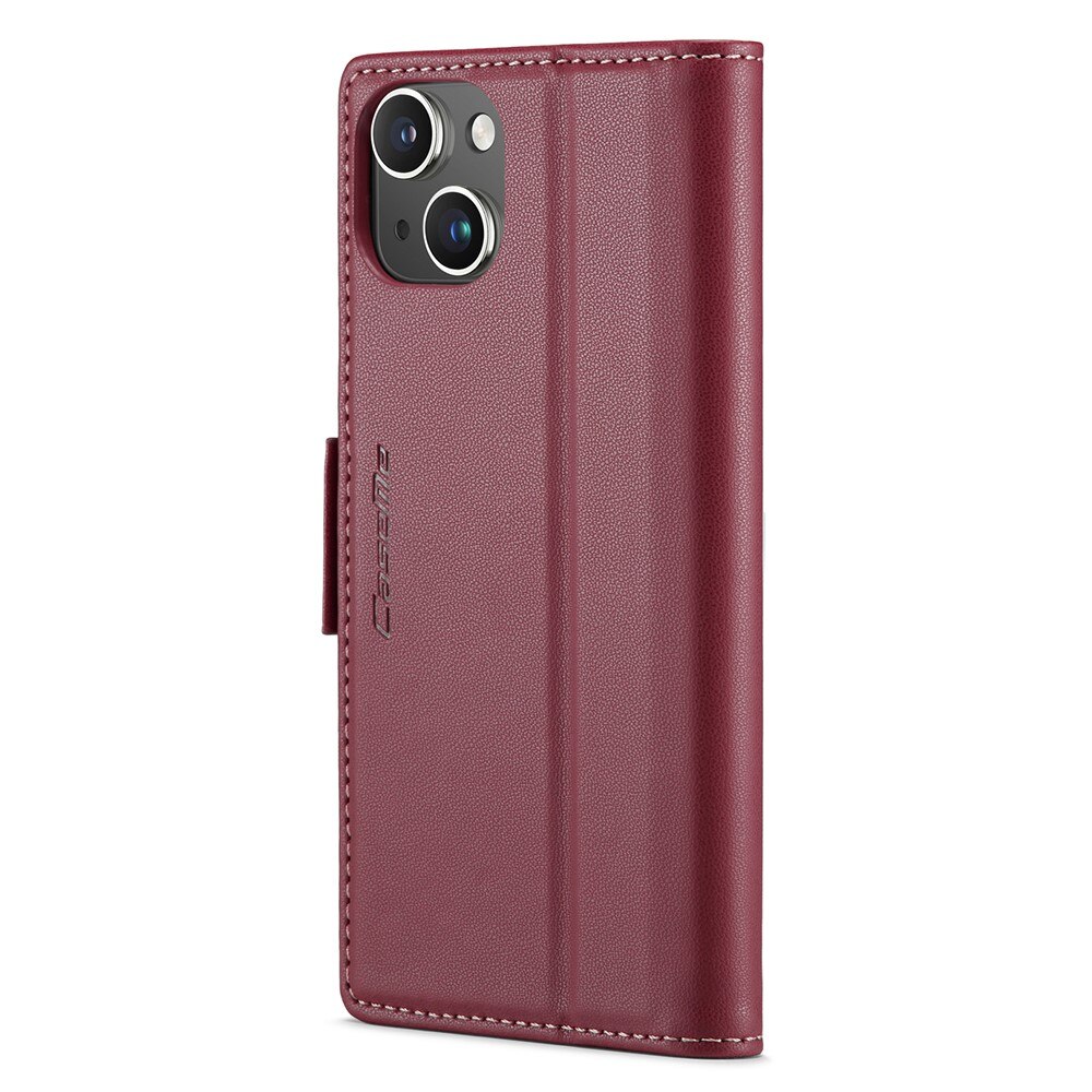 RFID blocking Slim Lommebokveske iPhone 15 Rød