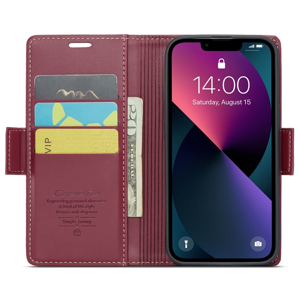 RFID blocking Slim Lommebokveske iPhone 15 Rød