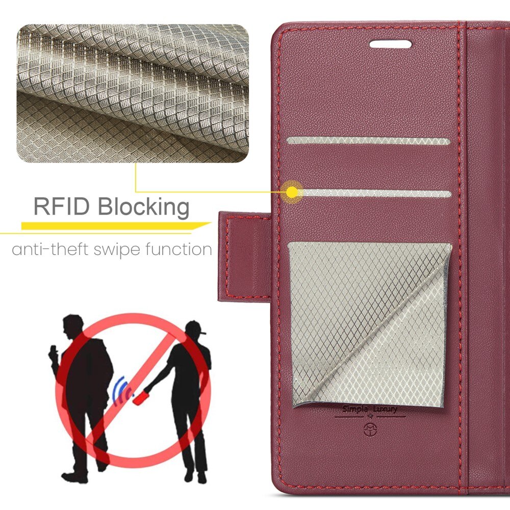 RFID blocking Slim Lommebokveske iPhone 15 rød