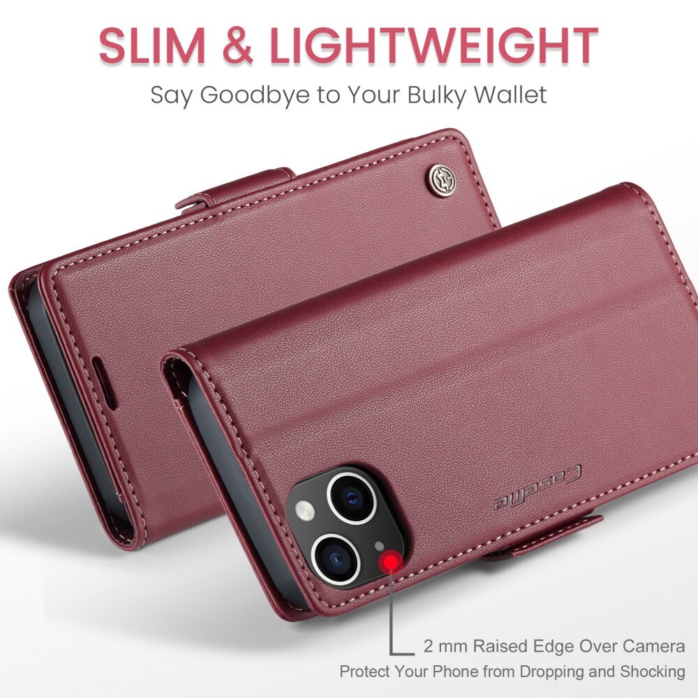 RFID blocking Slim Lommebokveske iPhone 15 Rød