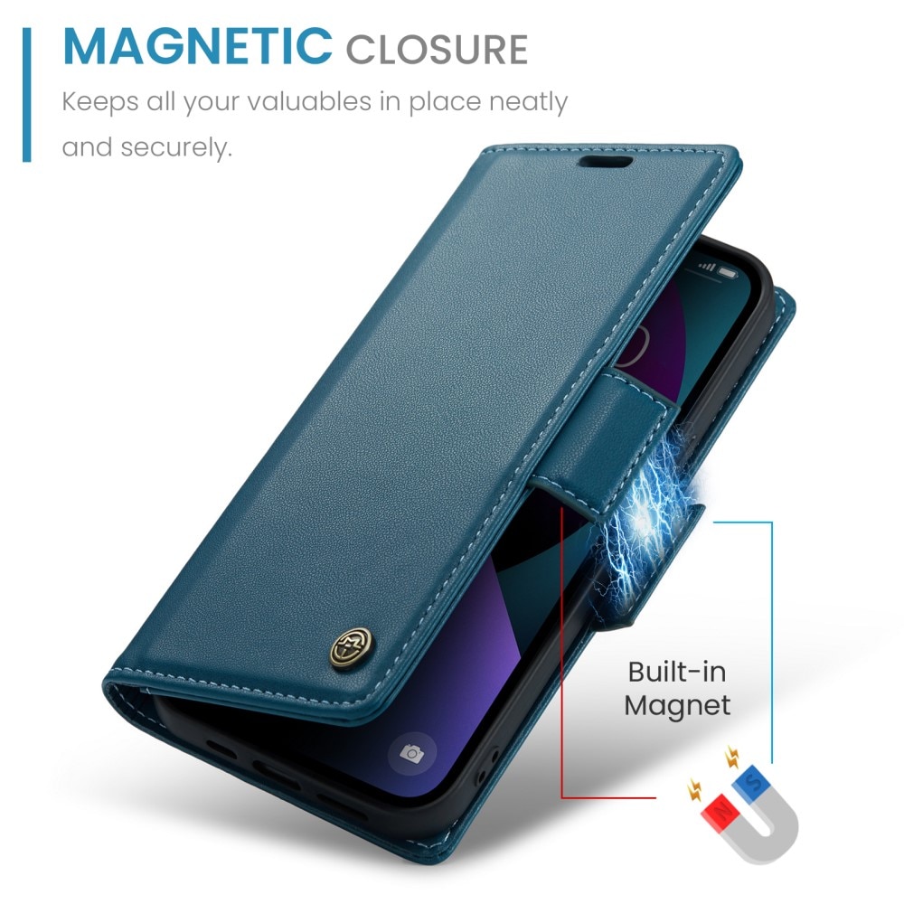 RFID blocking Slim Lommebokveske iPhone 15 blå