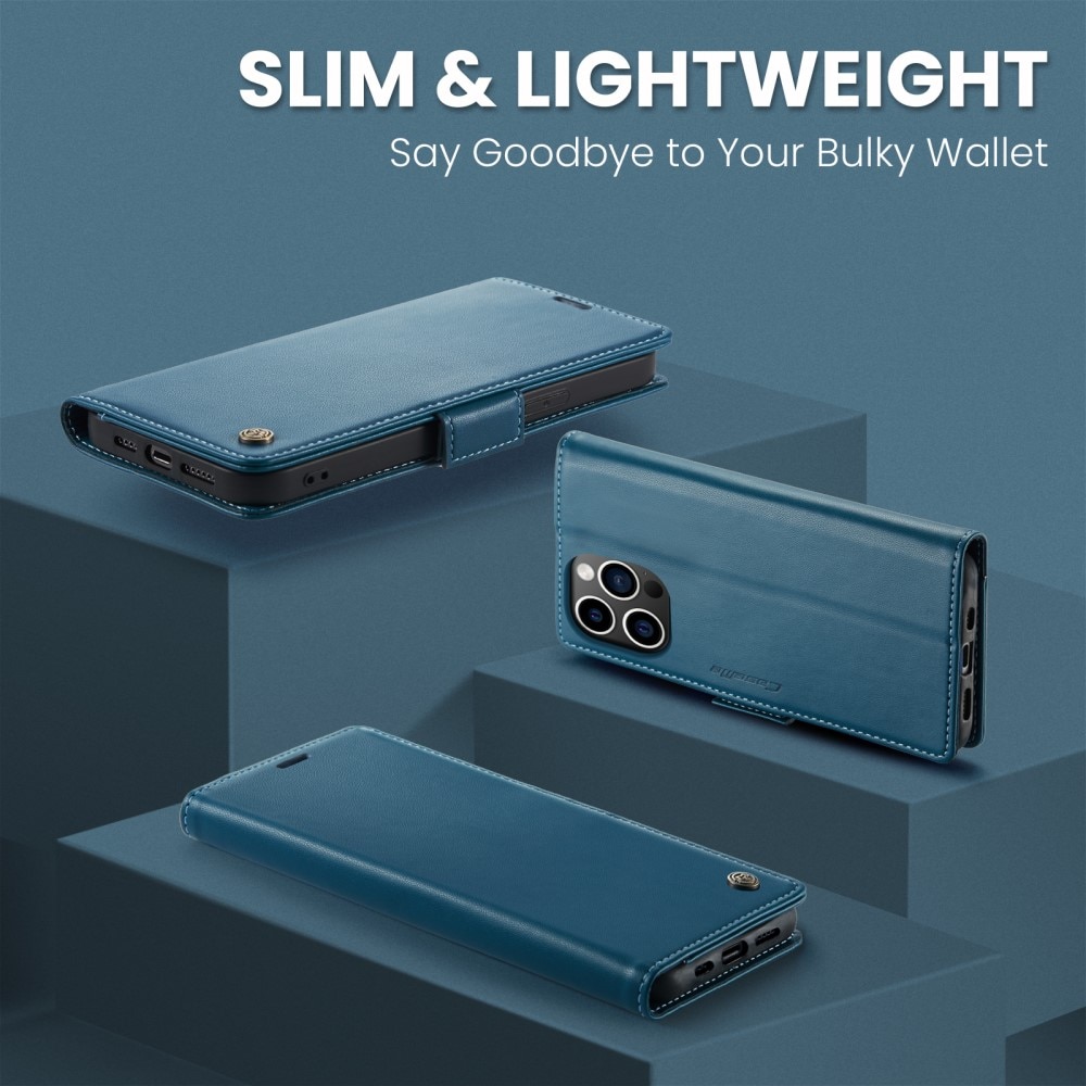 RFID blocking Slim Lommebokveske iPhone 15 Pro blå