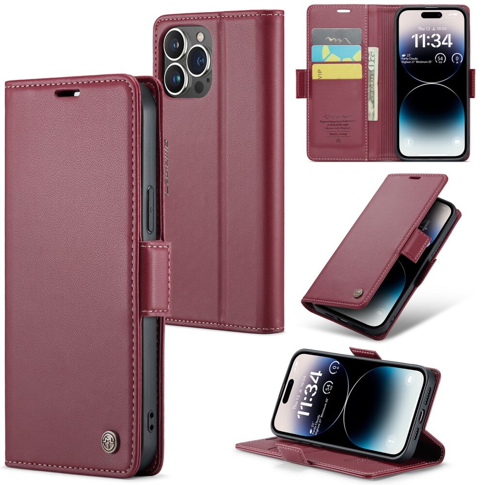 RFID blocking Slim Lommebokveske iPhone 15 Pro Max Rød