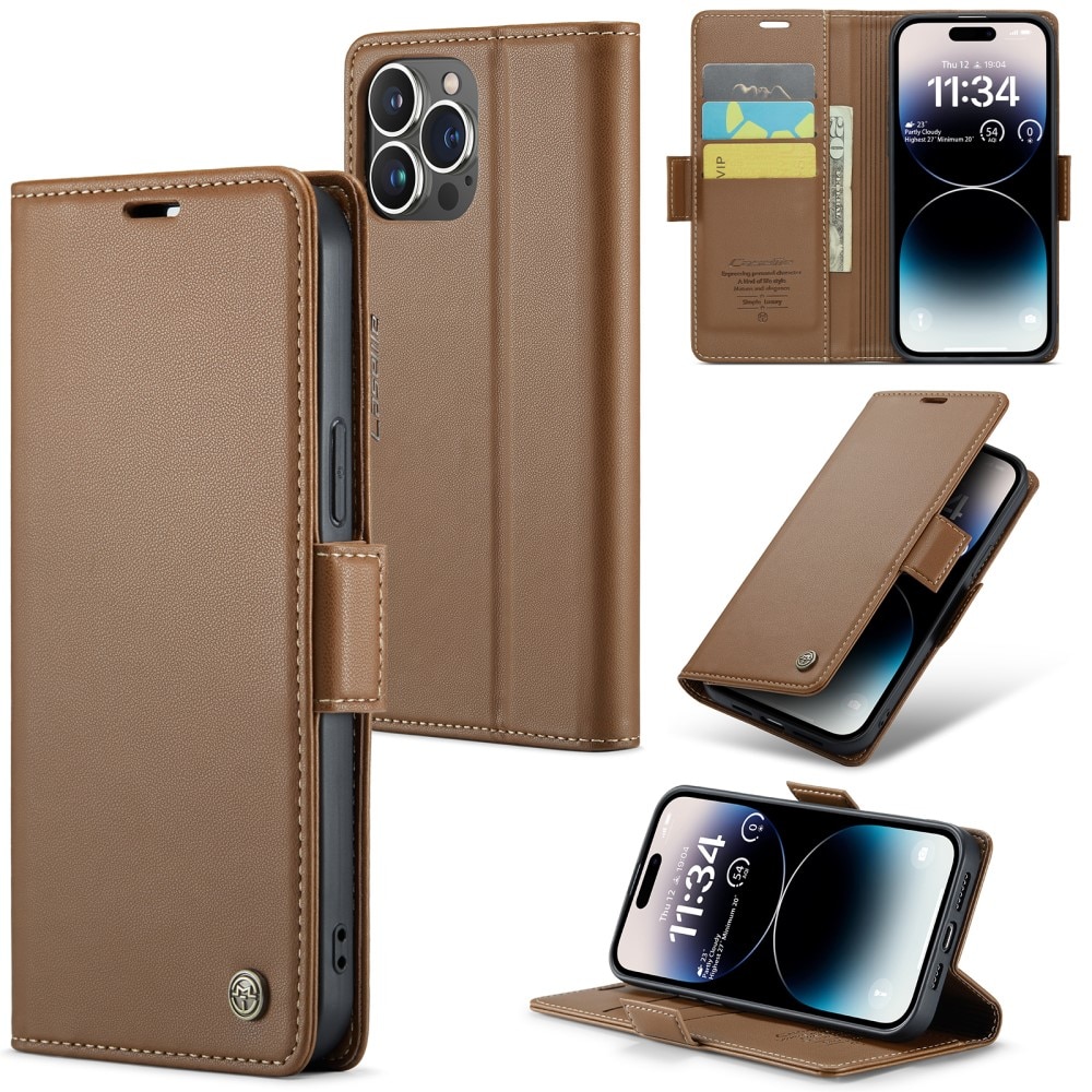 RFID blocking Slim Lommebokveske iPhone 15 Pro Max Brun