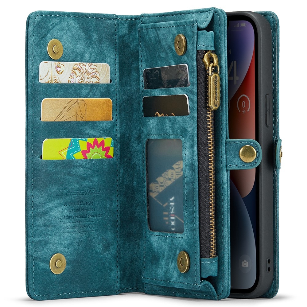 Multi-slot Lommeboksetui iPhone 15 Pro Max Blå