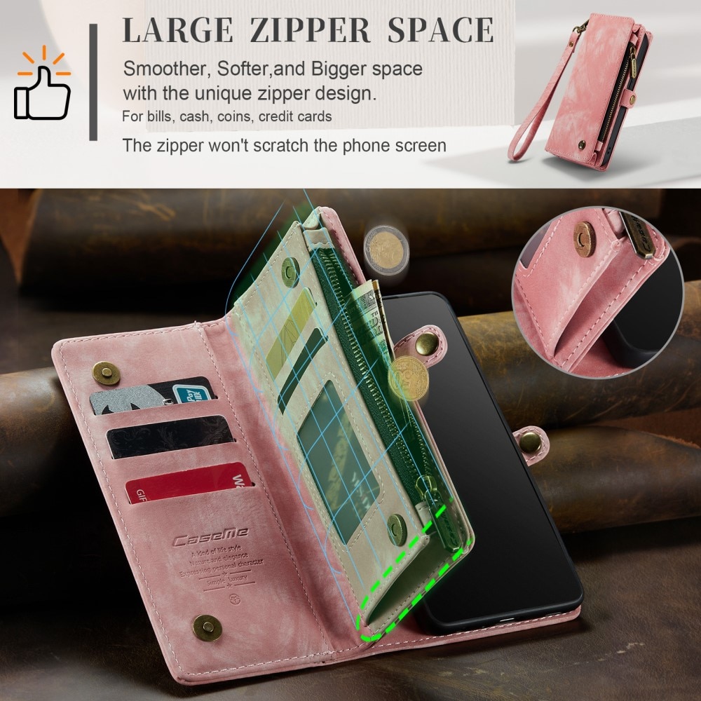 Multi-slot Lommeboksetui iPhone 15 Pro Max Rosa