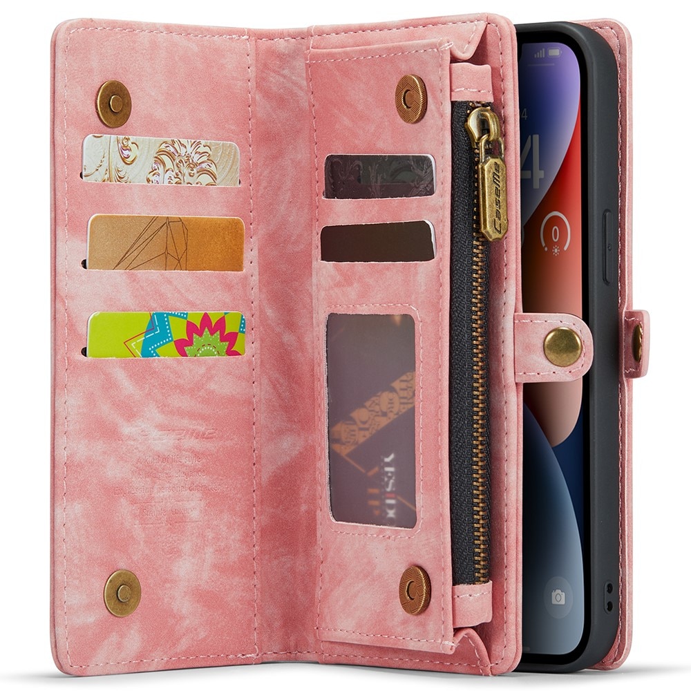 Multi-slot Lommeboksetui iPhone 15 Pro Max Rosa