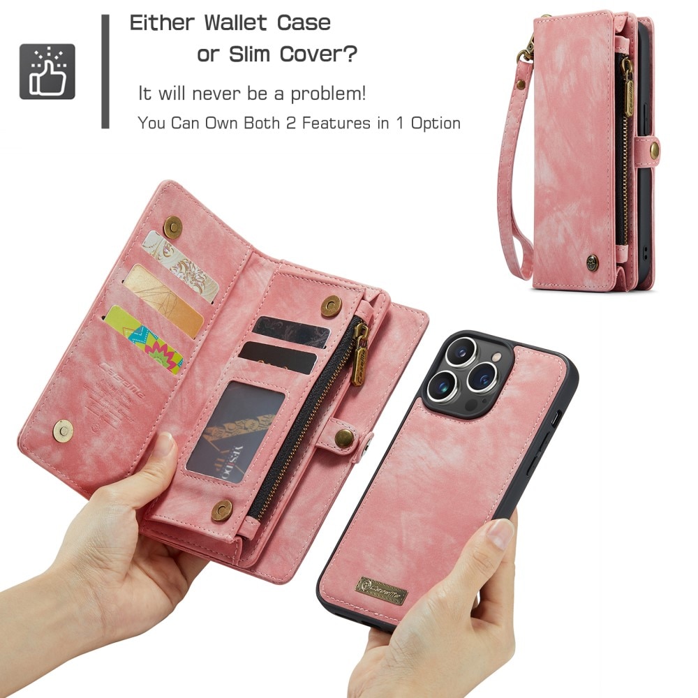 Multi-slot Lommeboksetui iPhone 15 Pro Max Rosa