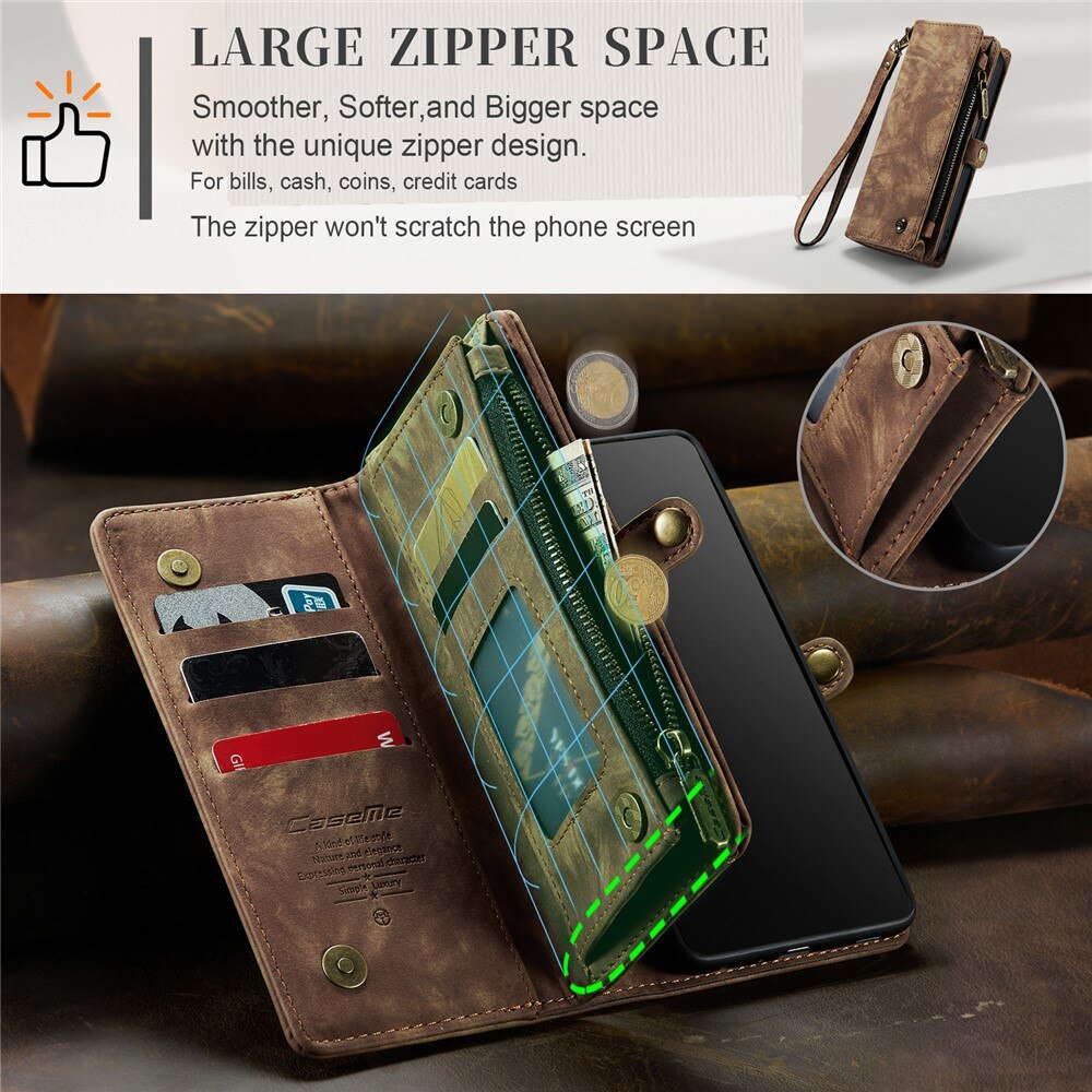 Multi-slot Lommeboksetui iPhone 15 Pro Brun