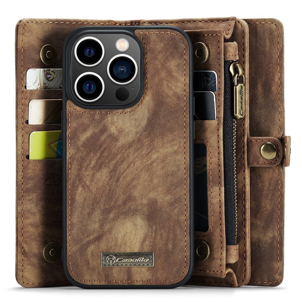 Multi-slot Lommeboksetui iPhone 15 Pro Brun