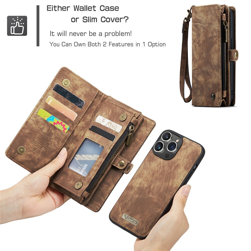 Multi-slot Lommeboksetui iPhone 15 Pro Brun