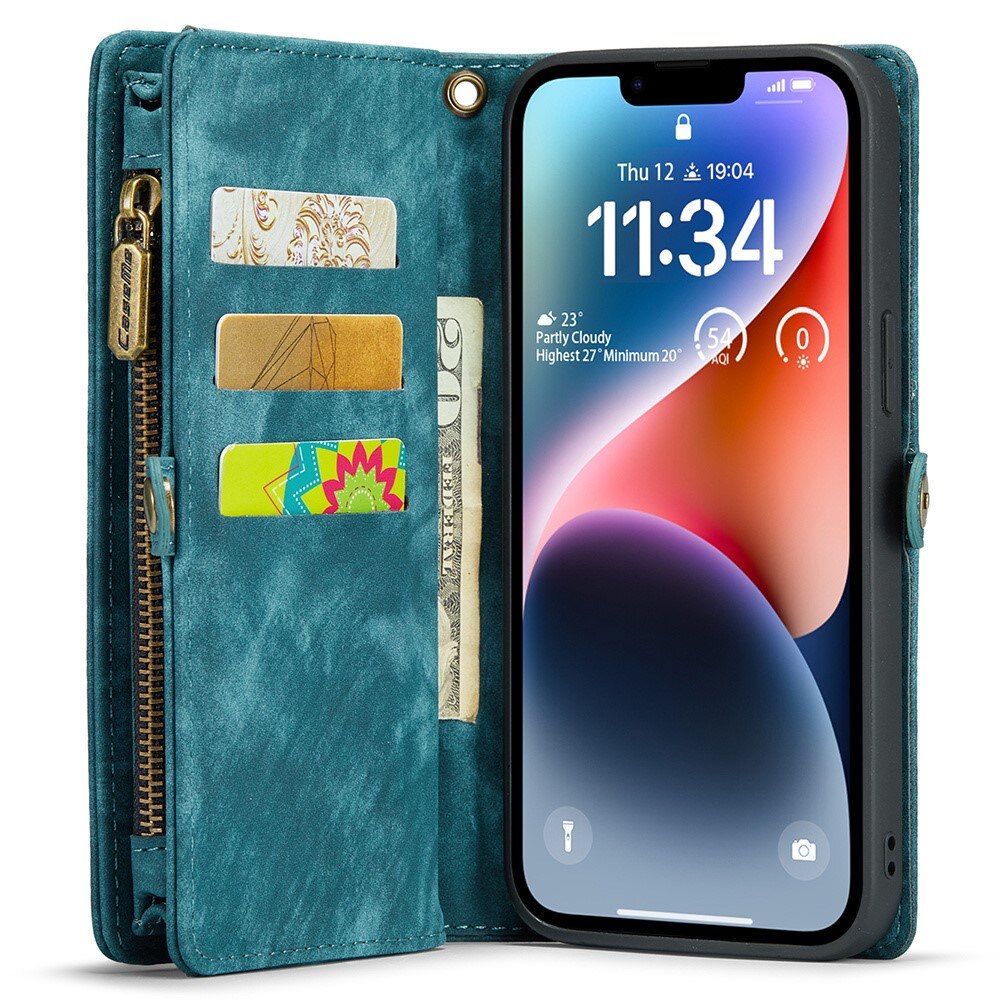 Multi-slot Lommeboksetui iPhone 15 Pro Blå
