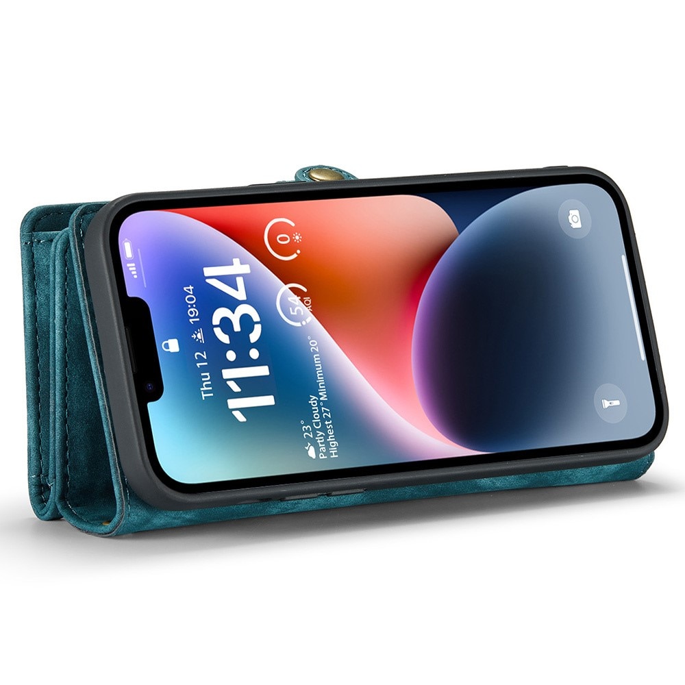 Multi-slot Lommeboksetui iPhone 15 Pro blå