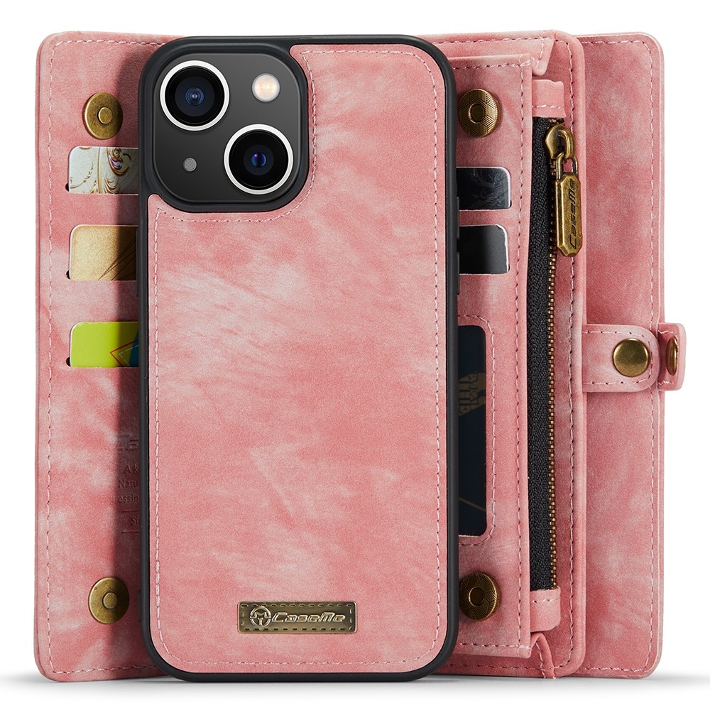 Multi-slot Lommeboksetui iPhone 15 rosa