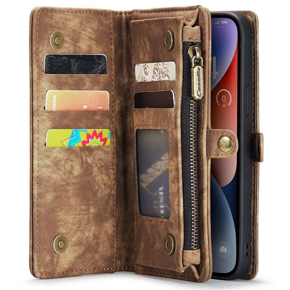 Multi-slot Lommeboksetui iPhone 15 Plus Brun