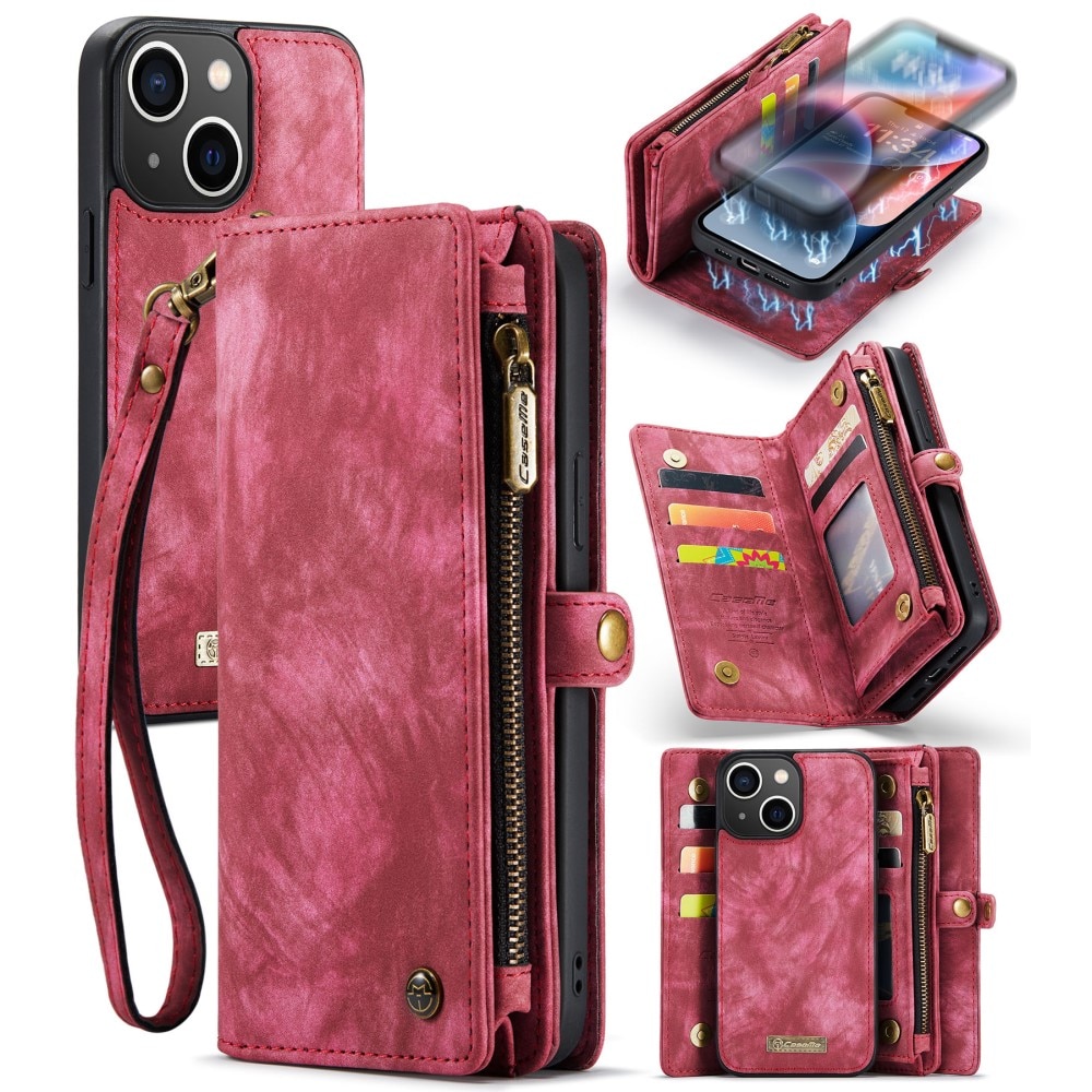 Multi-slot Lommeboksetui iPhone 15 Plus rød