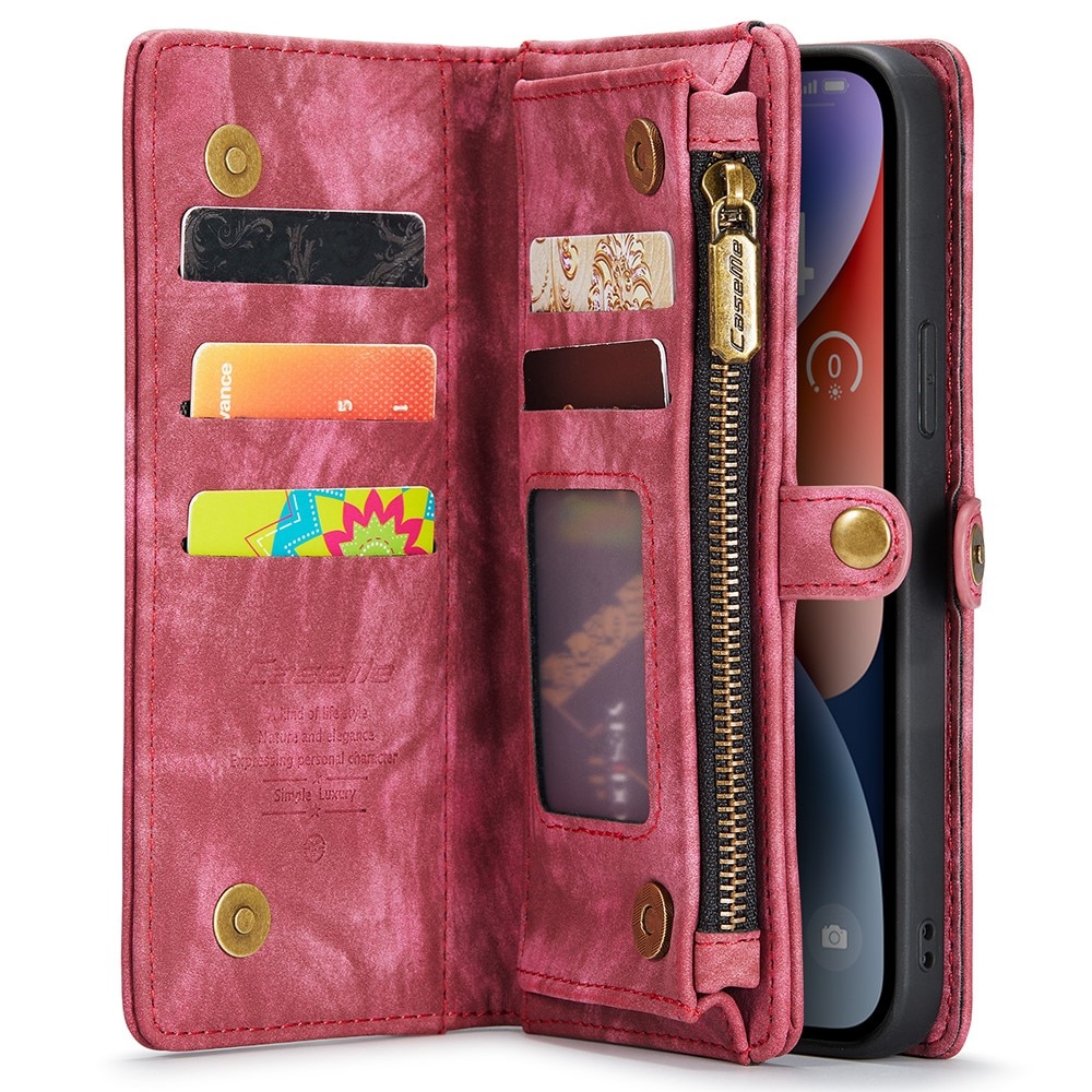 Multi-slot Lommeboksetui iPhone 15 Plus Rød