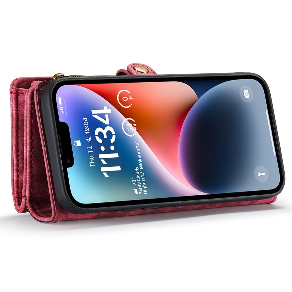 Multi-slot Lommeboksetui iPhone 15 Plus Rød