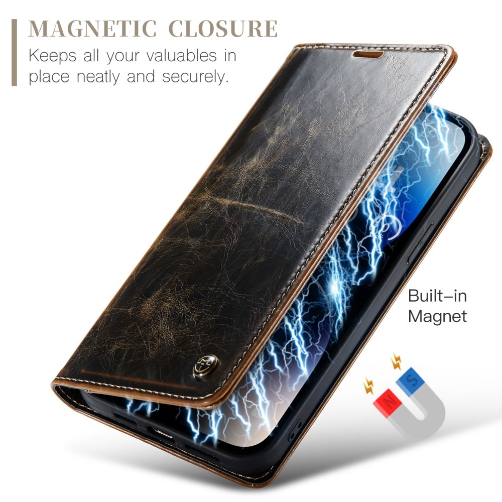 Leather Wallet iPhone 15 Pro brun