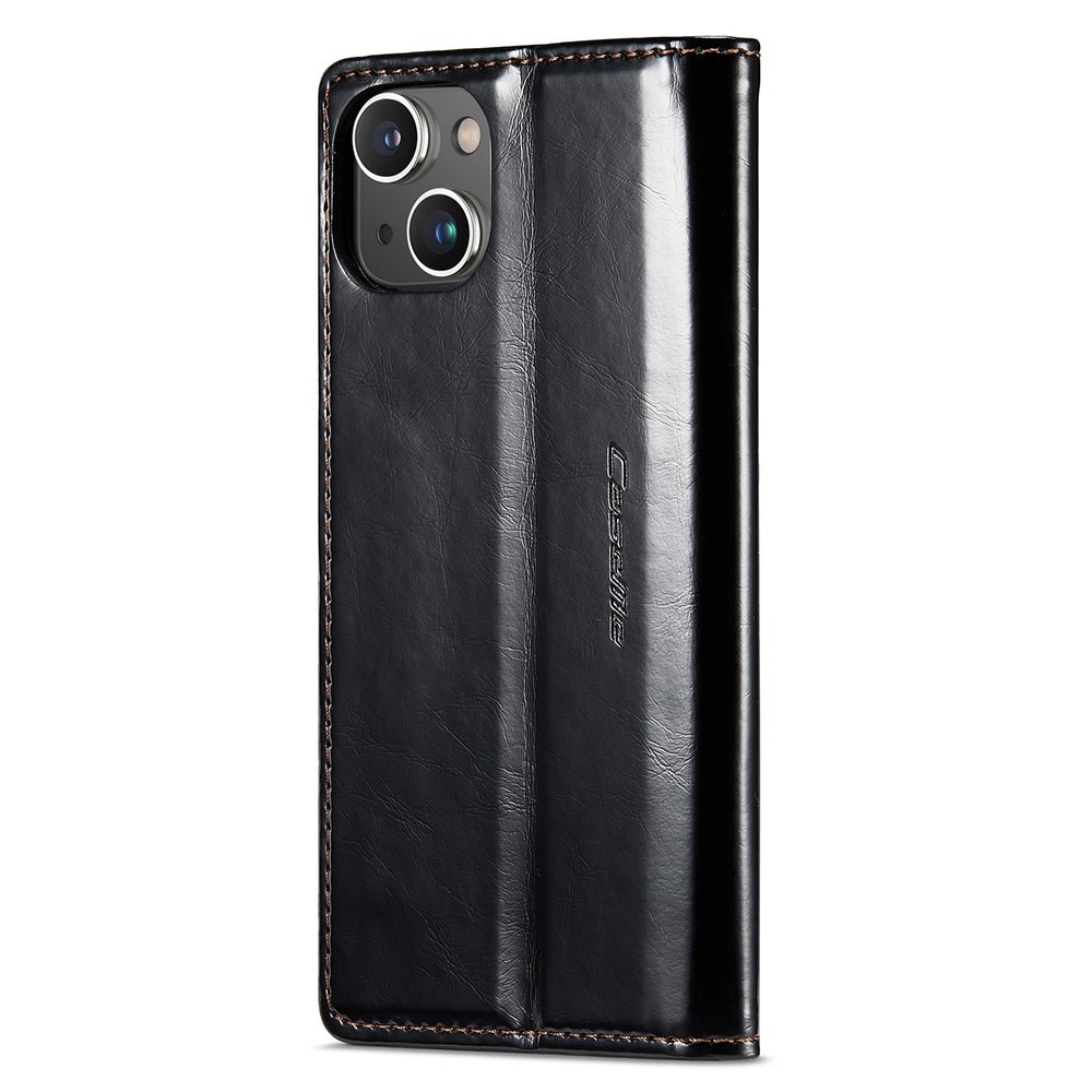 Leather Wallet iPhone 15 svart