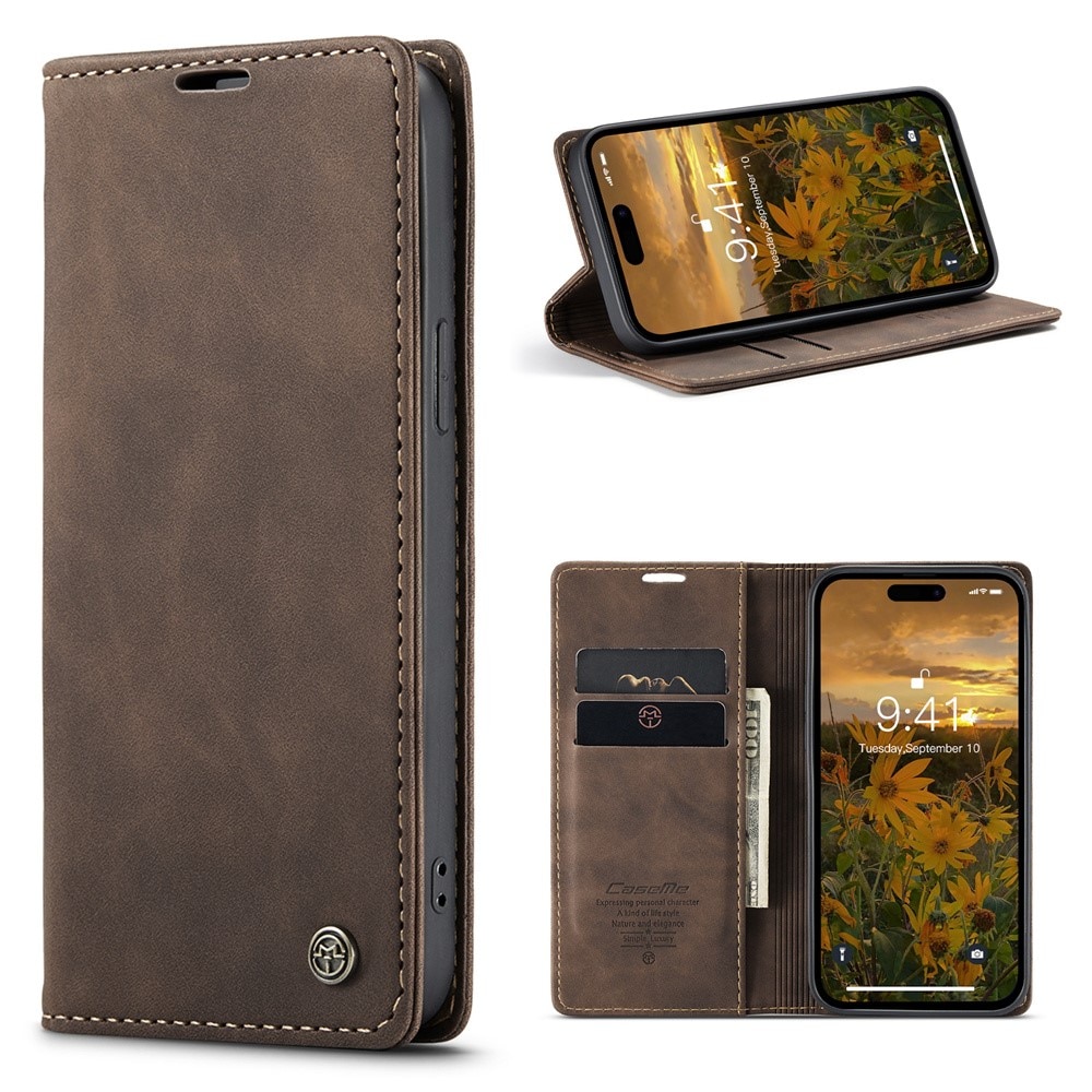 Slim Lommebokveske iPhone 15 Pro Brun