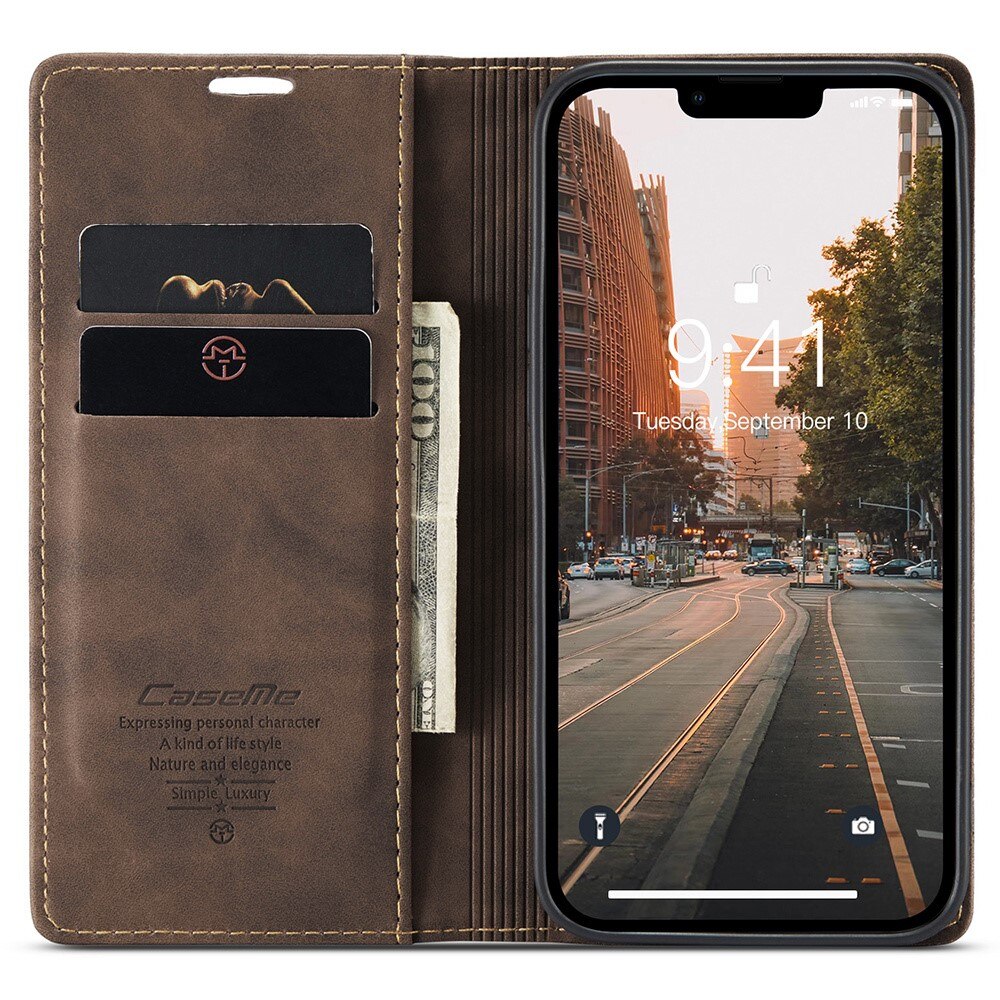 Slim Lommebokveske iPhone 15 Pro Brun